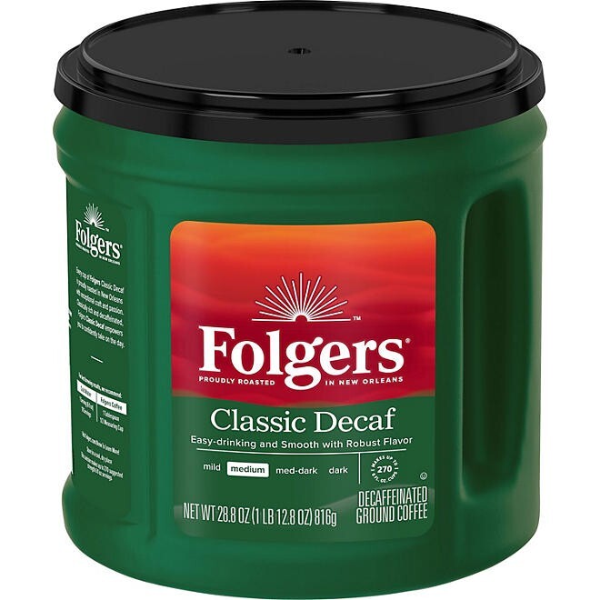 Folgers Decaffeinated Classic Roast Ground Coffee 28.8 oz