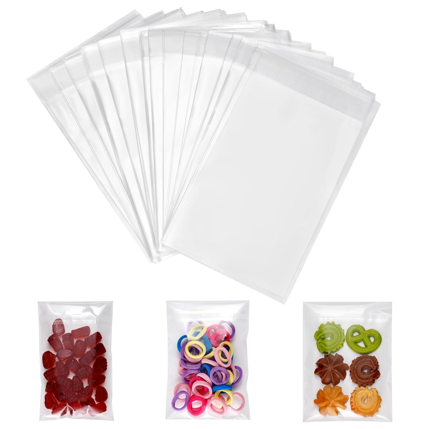 Plastic Cello Bags Clear Food Grade Self Sealing Bulk Pack of 200 4x6 Inches