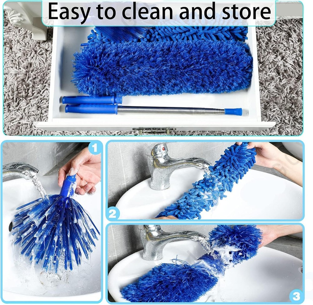 Adjustable Microfiber Duster Set for Cobweb and Ceiling Fan Cleaning - 5 Count