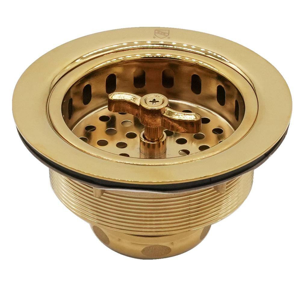 3-1/2 In. Wing Nut Basket Strainer in Polished Brass