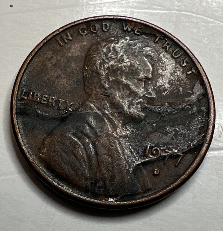 Lamination Error, 1977-D Circulated Lincoln Penny