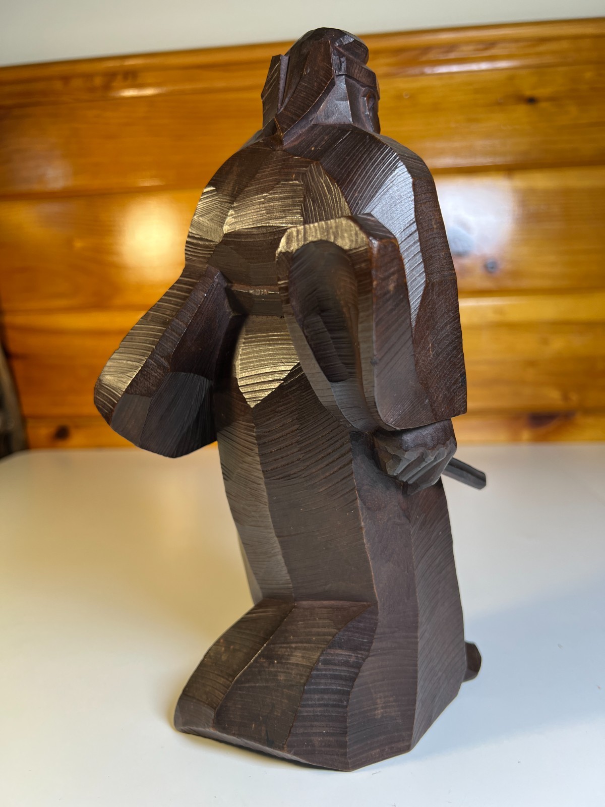 Mid Century Japanese Carved Wood Shoki Demon Queller Sculpture Okimono Yoshihiro