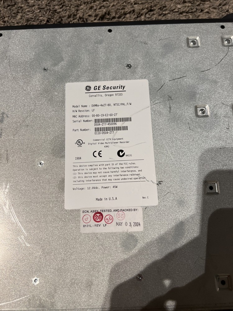 ge interlogix DVR DVMRe-4eZT-80 Tested & Working