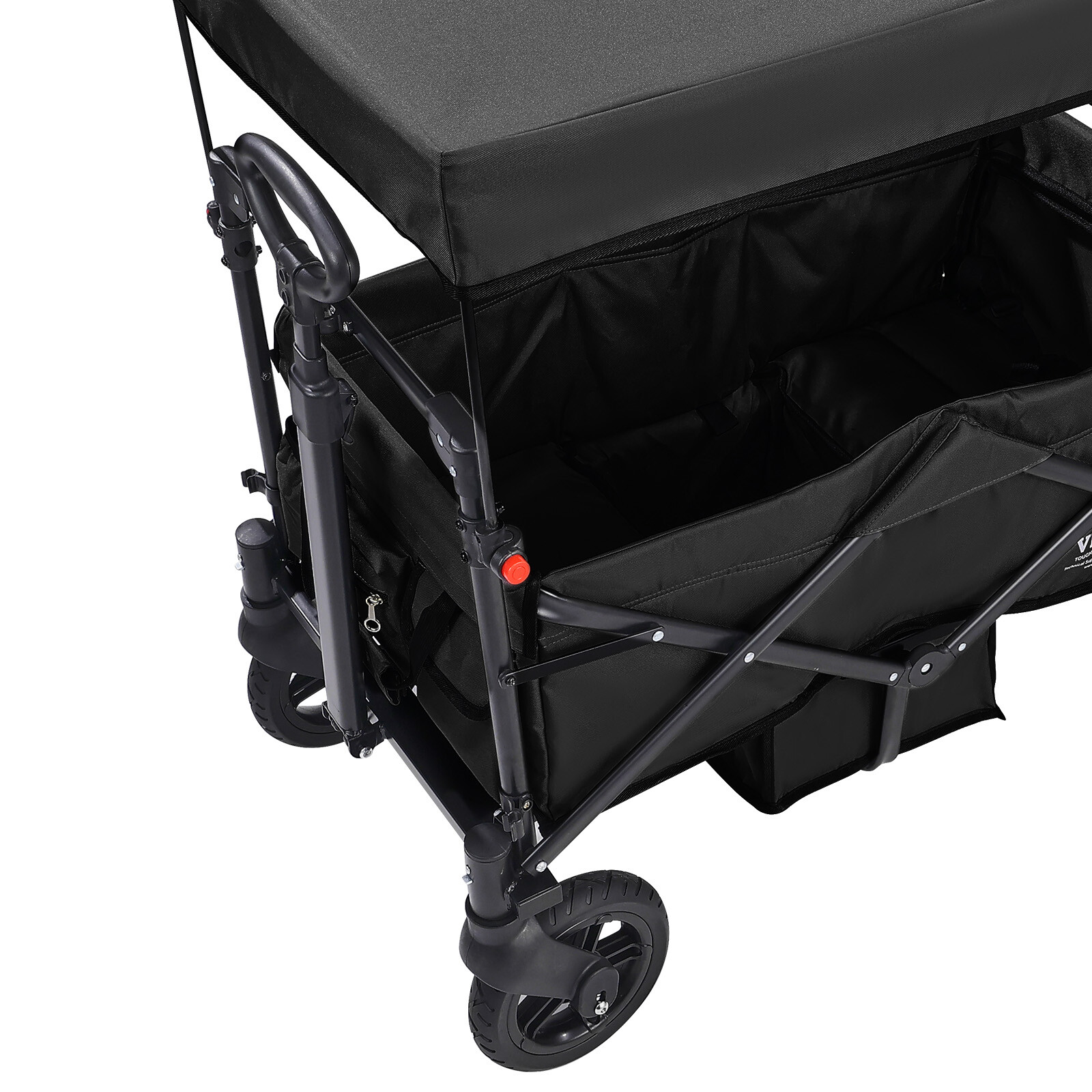 VEVOR Wagon Stroller Push Pull Quad Collapsible for 2 Kids w/ Canopy Black