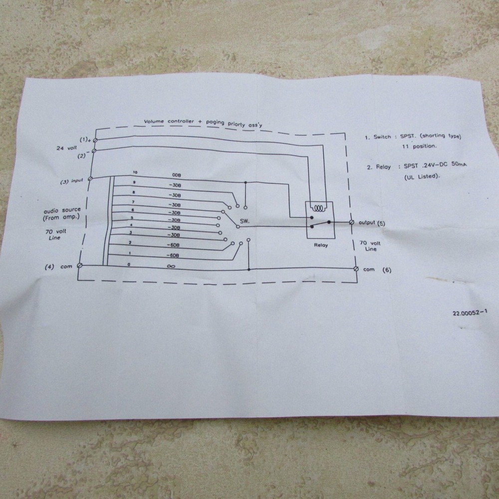 125018R-1W Auto Transformer Speaker Volume Control