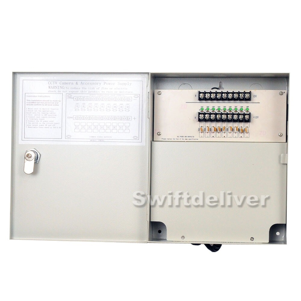 9 Channel CCTV Security Camera 12V DC Power Supply Distributed Switch Box 1c7