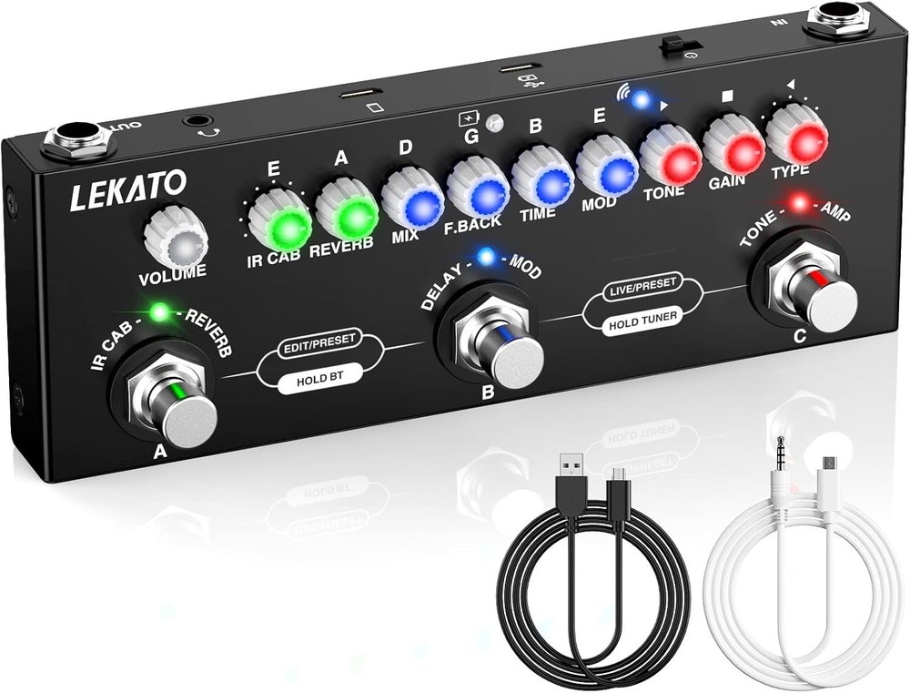 Compact Multi Effects Guitar Pedal - Bluetooth 5.0 & Rechargeable Convenience