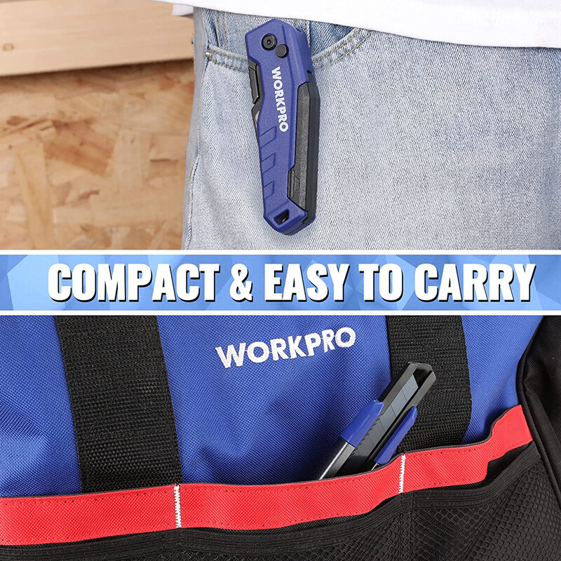 WORKPRO Folding Box Cutter Retractable Utility Knife Quick Razor Knife SK5 Blade