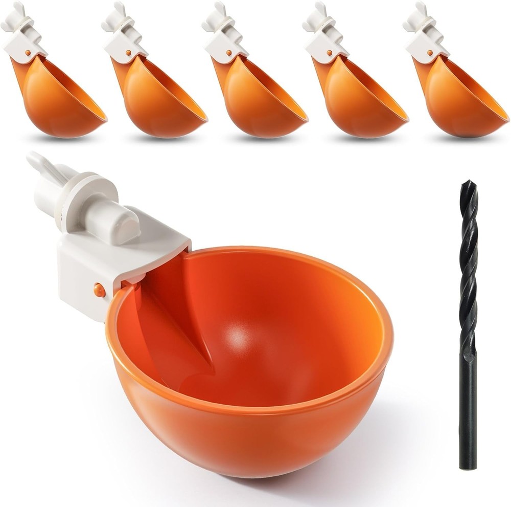 6-Pack Automatic Chicken Water Cups – Hassle-Free Hydration Solution in Orange