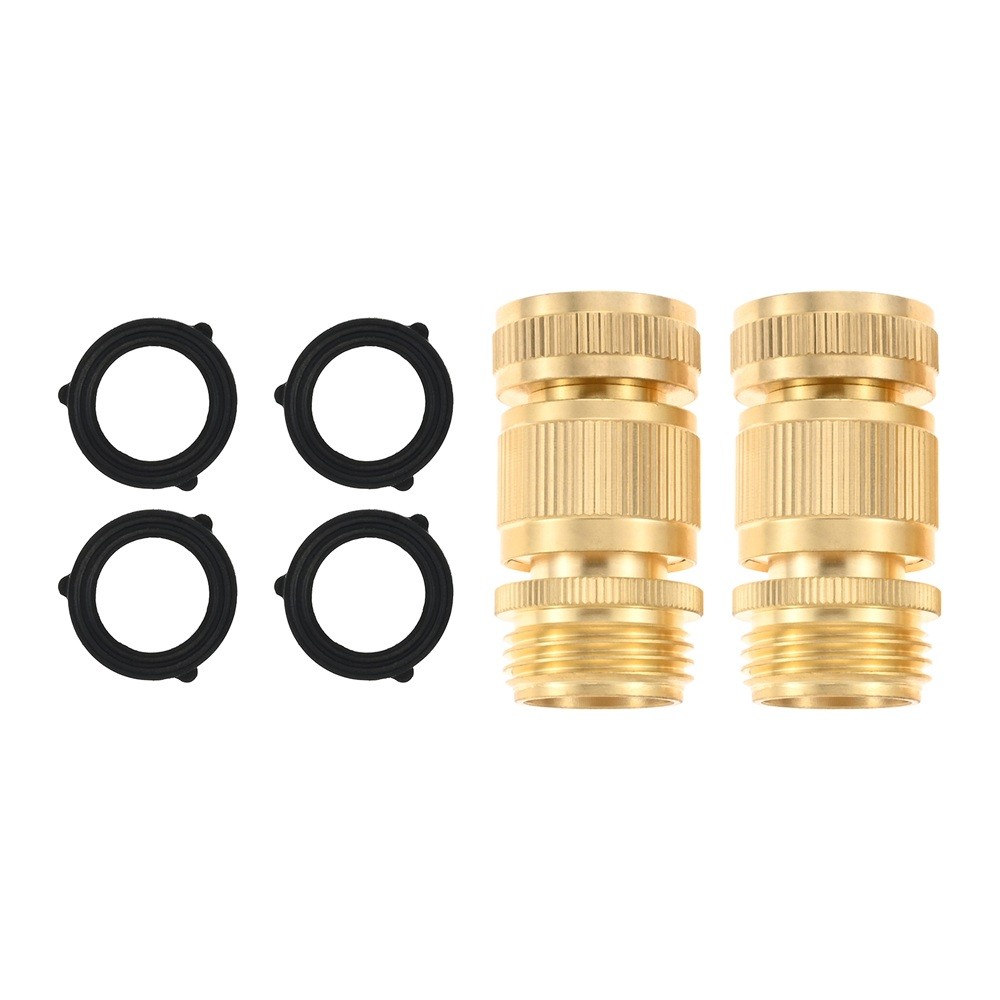 2Pack Garden Hose Quick Connector Solid Brass 3/4 inch GHT Quick Connect Release
