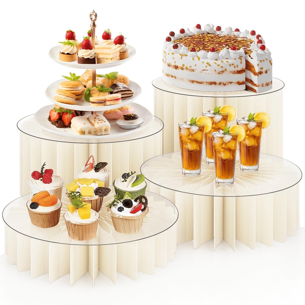 Buffet Risers, 4PCS Food Risers for Buffet Table, Acrylic Risers Display Stan...