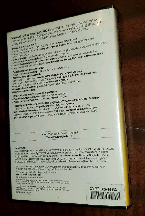 Microsoft Office FrontPage 2003 Upgrade Software CD for Windows w/ Product Key