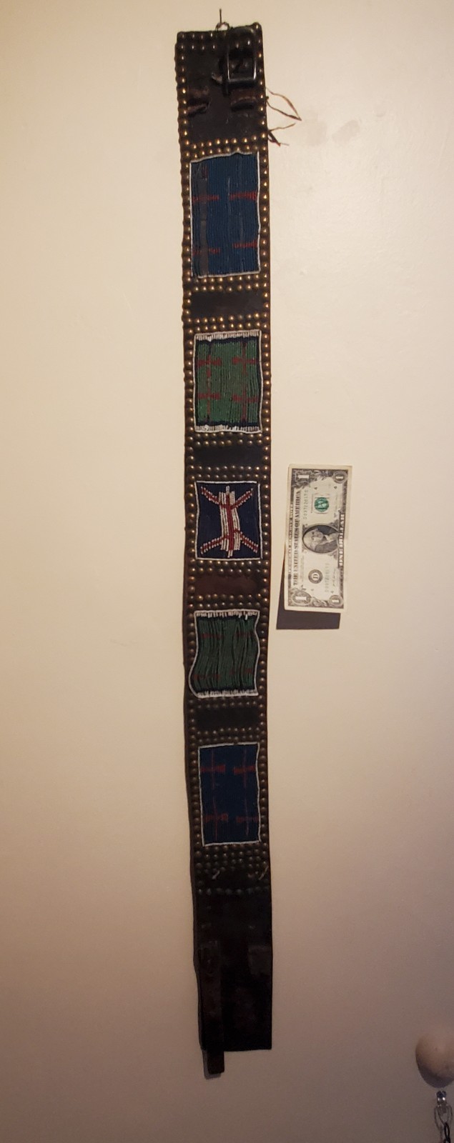 Antique OLD Native American Indian beaded warrior tacked belt Nez Perce 19th c.