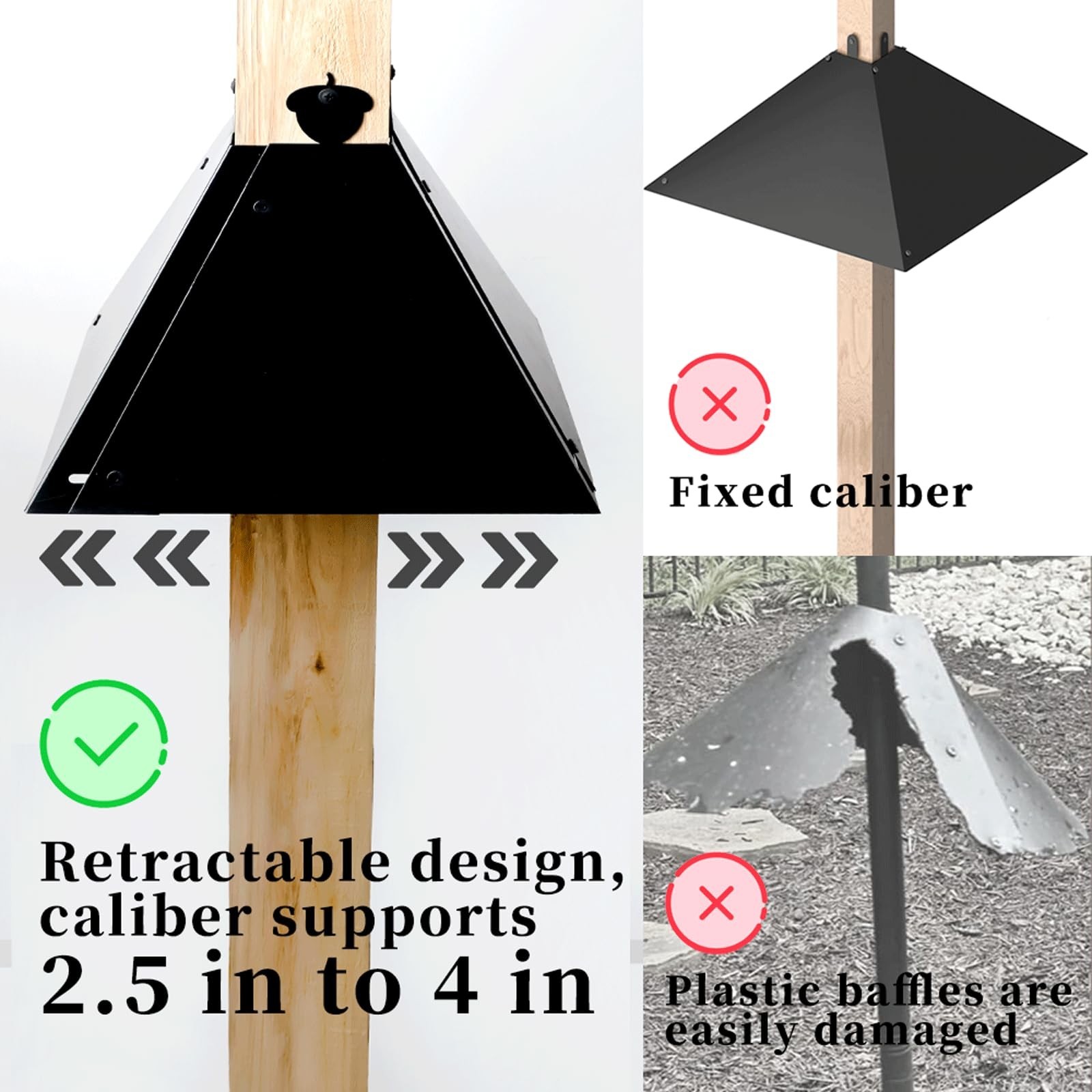 Metal Squirrel Baffle for 4x4 Post, 18 Inch Baffle for Bird Feeder, Outside W...