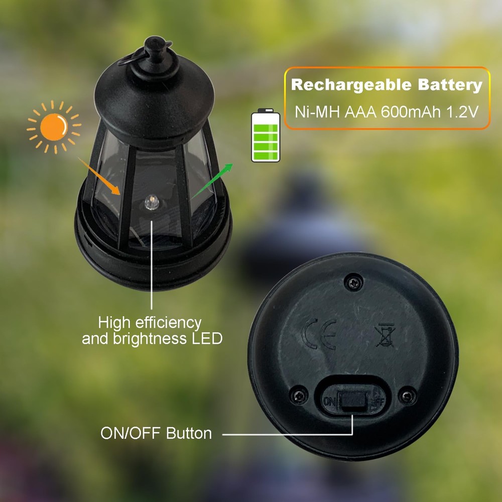 Killoywin Outdoor Figurine Mini Solar Lantern Replacement LED DIY Small Black
