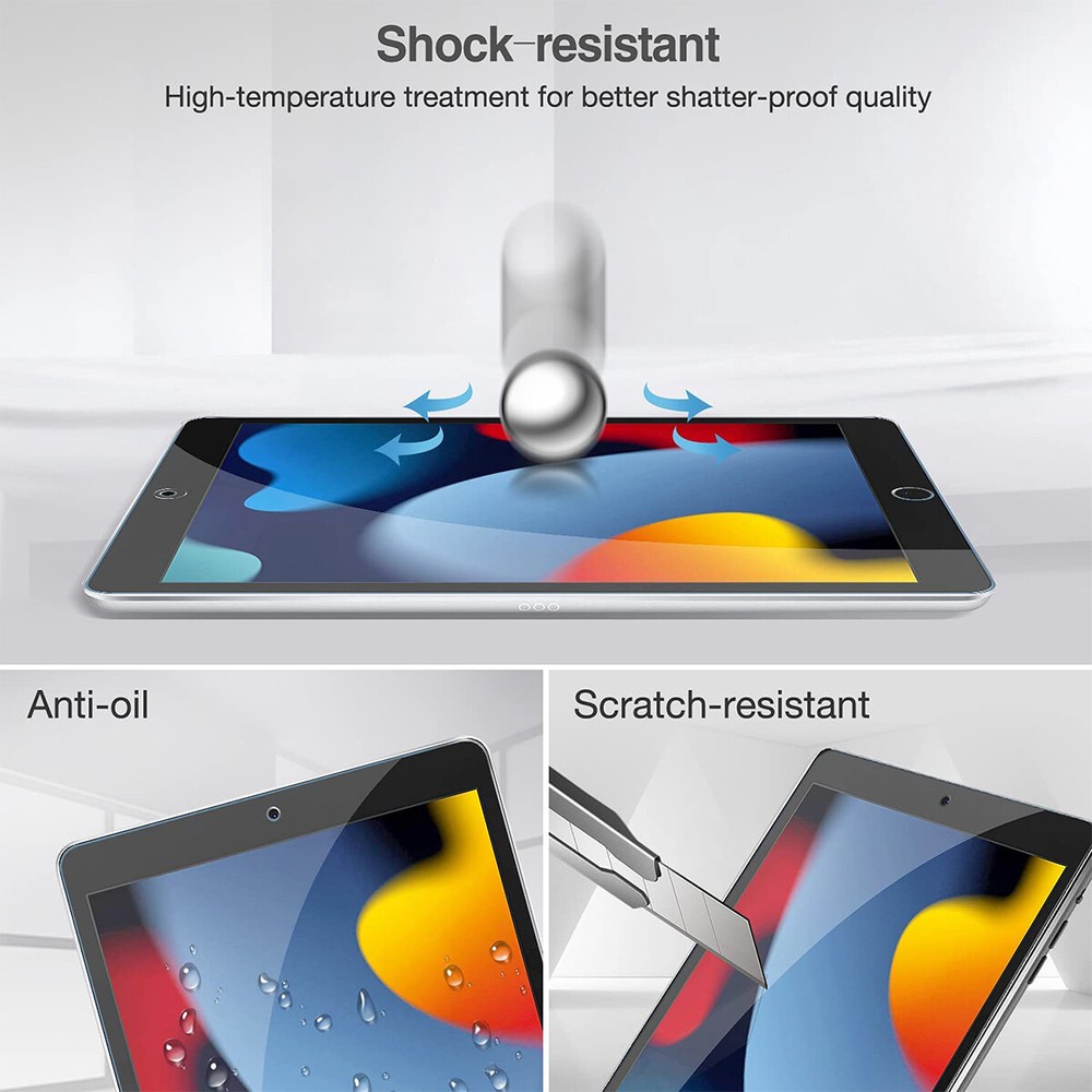 For iPad 9th/8th/7th Gen 10.2 inch Tempered Glass Screen Protector Full Coverage