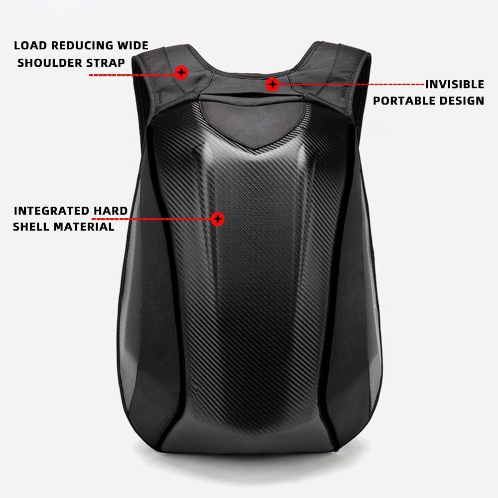 Motorcycle Backpack Hard Shell Carbon Fiber Pattern Waterproof Back Pack Saddleb