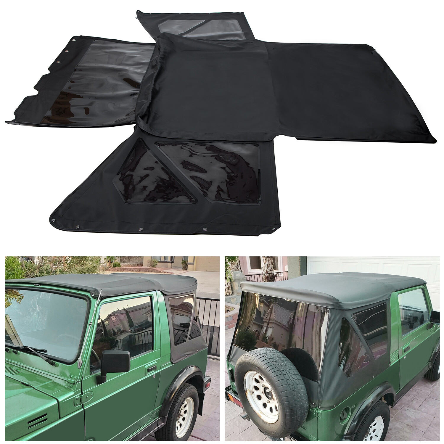 For 1986 - 1994 Suzuki Samurai Replacement Soft Top with Zip Out Tinted Windows