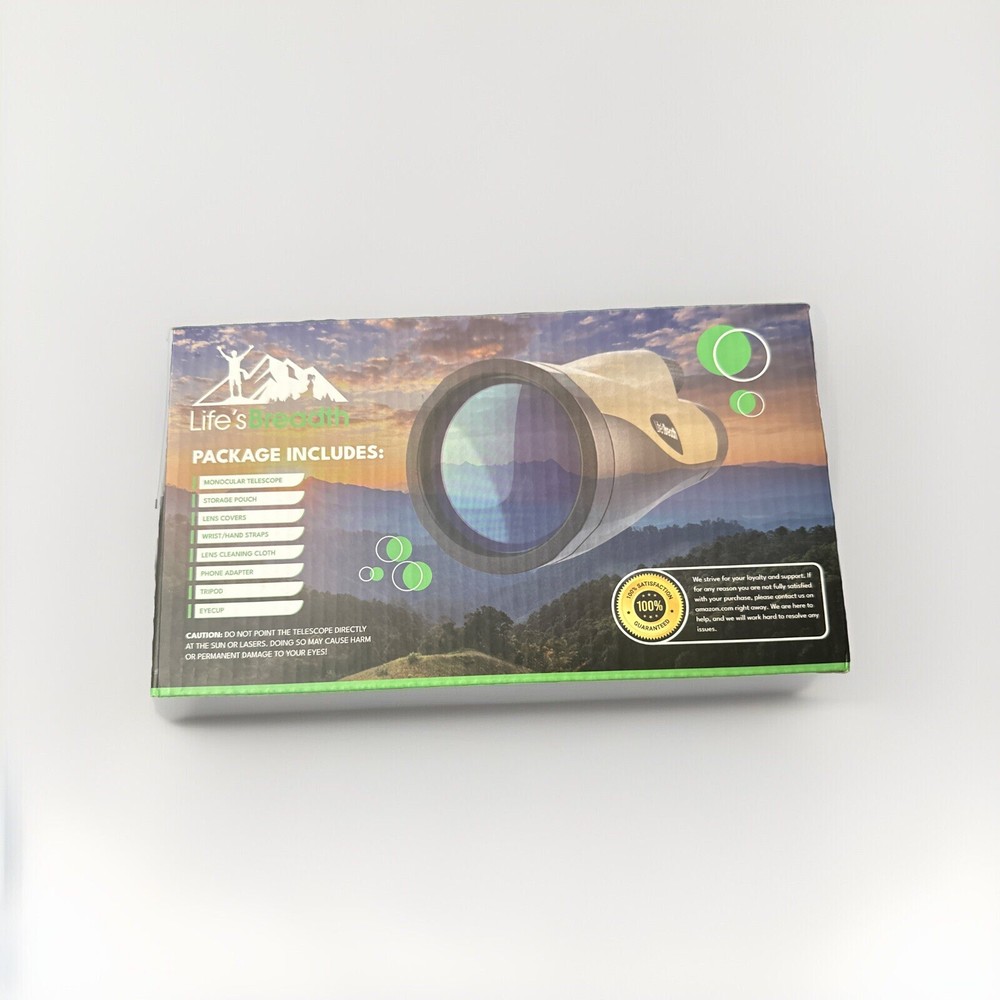 12×60 Monocular Telescope with Case Life’s Breadth Gray Color