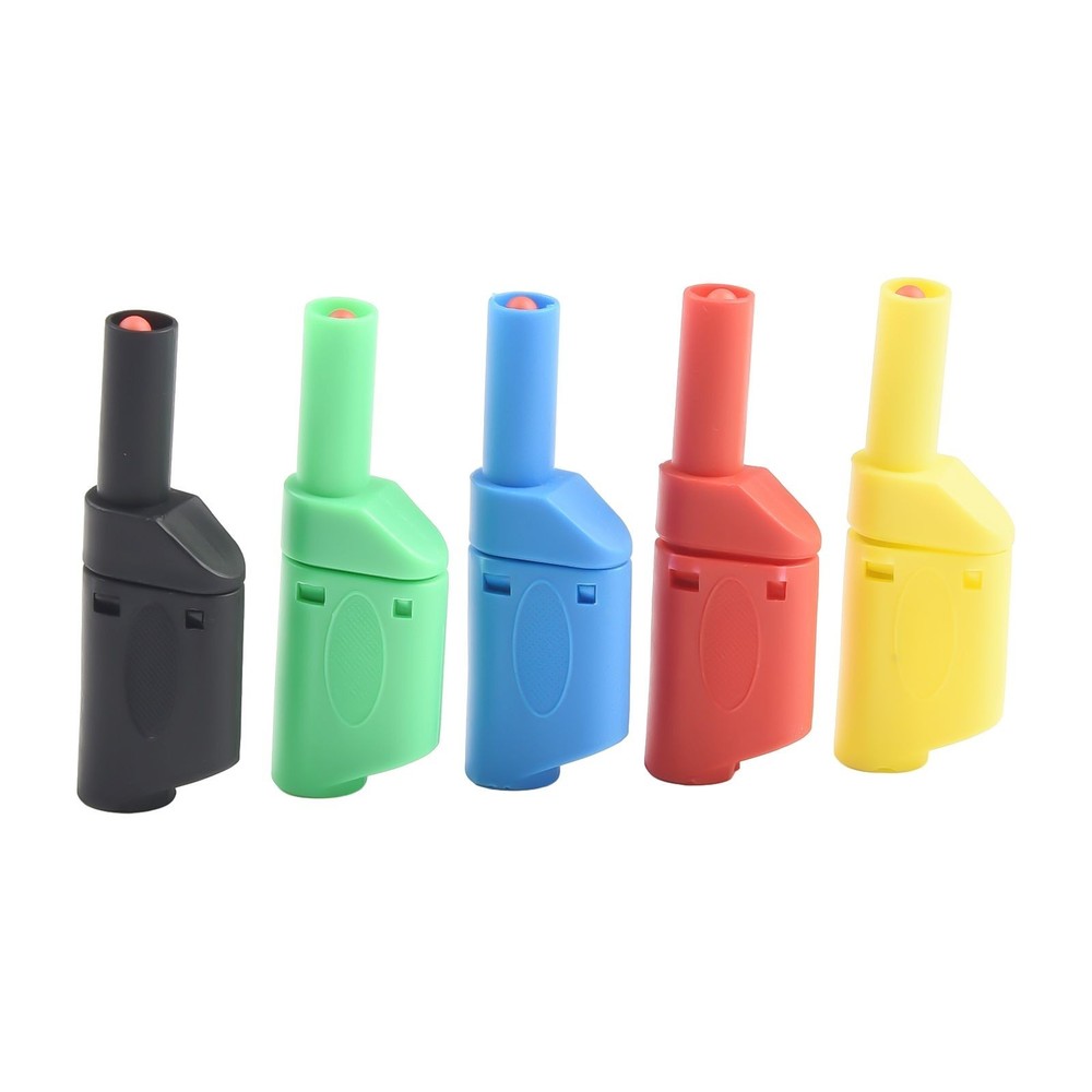 Retractable Sheath Stackable Solder Connectors 5pcs Set 4mm Safety Design