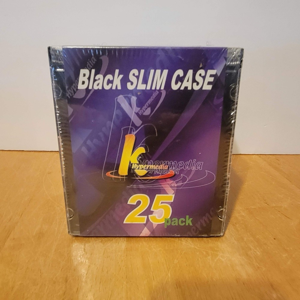 K Hypermedia Black Slim CD Cases, 25 Pack, New