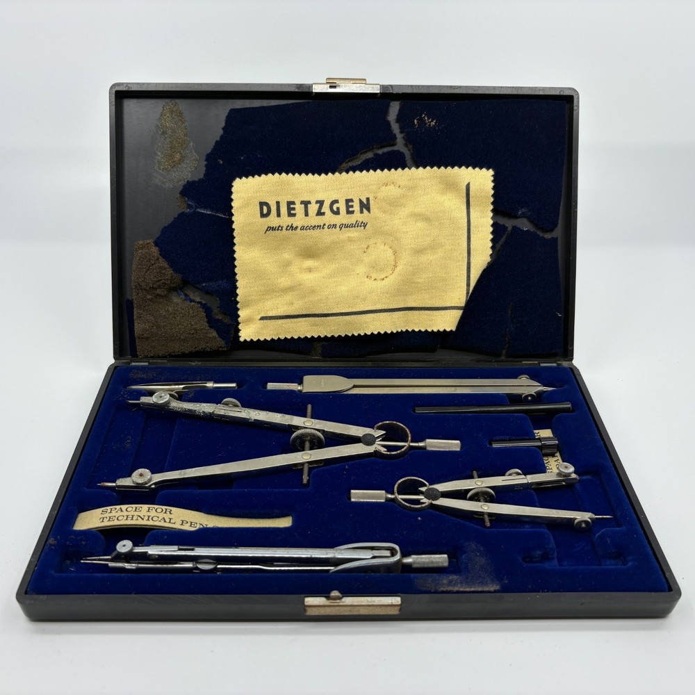 Dietzgen Satellite Drafting Set Germany Compass Divider Hard Case