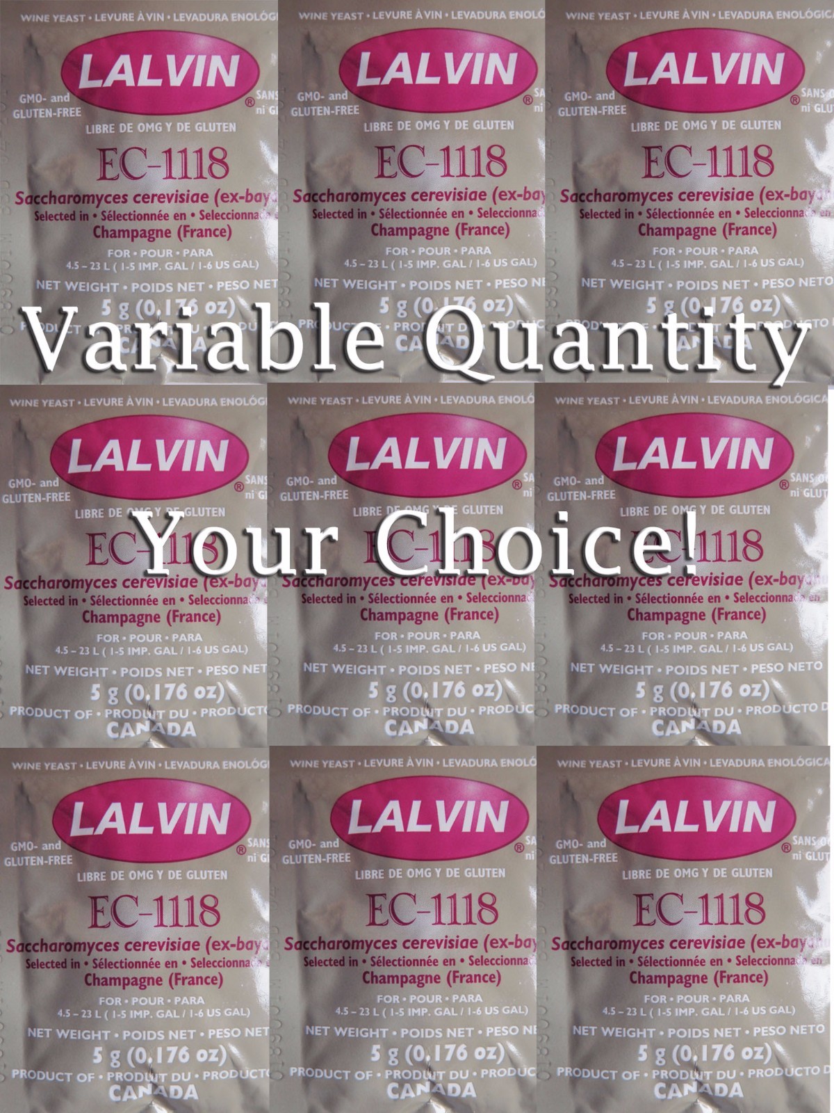 You Pick 1 to 100 Packs Lalvin EC-1118 Yeast Wine All Purpse Champagne Moonshine