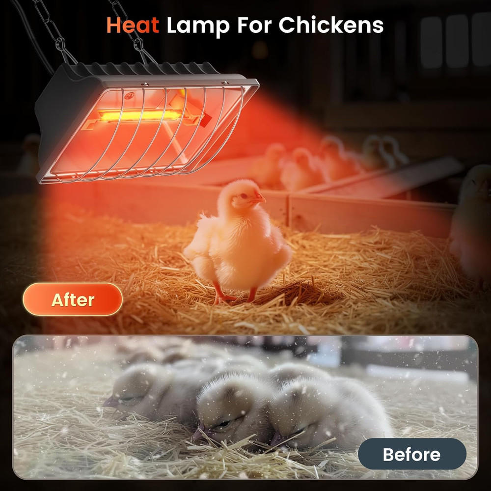 250W Brooder Heater for 30 Chicks, Chicken Coop Heating Lamp Brooder