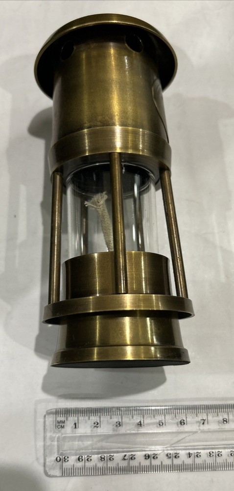 SOLID BRASS COLLECTABLE MINERS SAFETY LAMP WITH WICK INSIDE