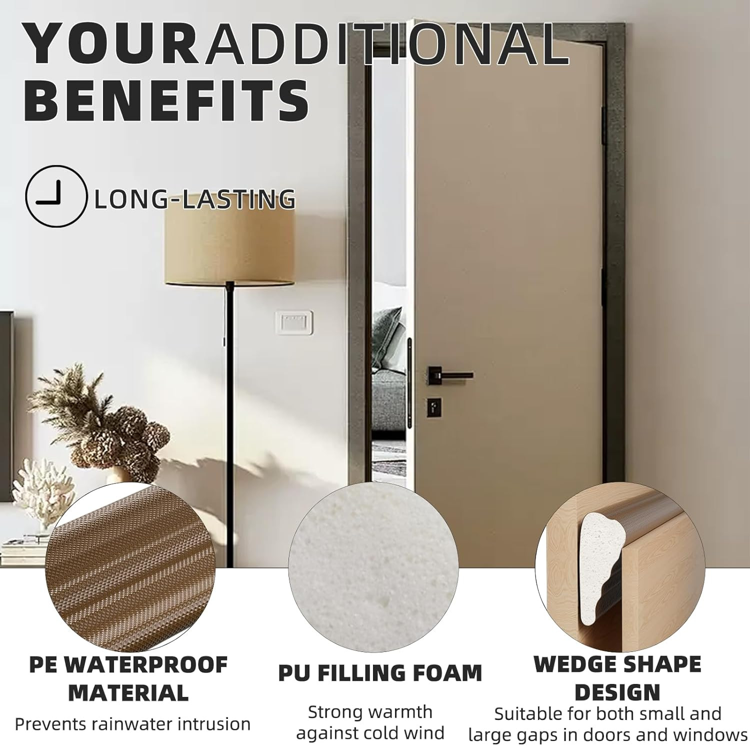 118 Inch Wedge-Shape Weather Stripping Door Seal,Windows and Doors Insulation,Se