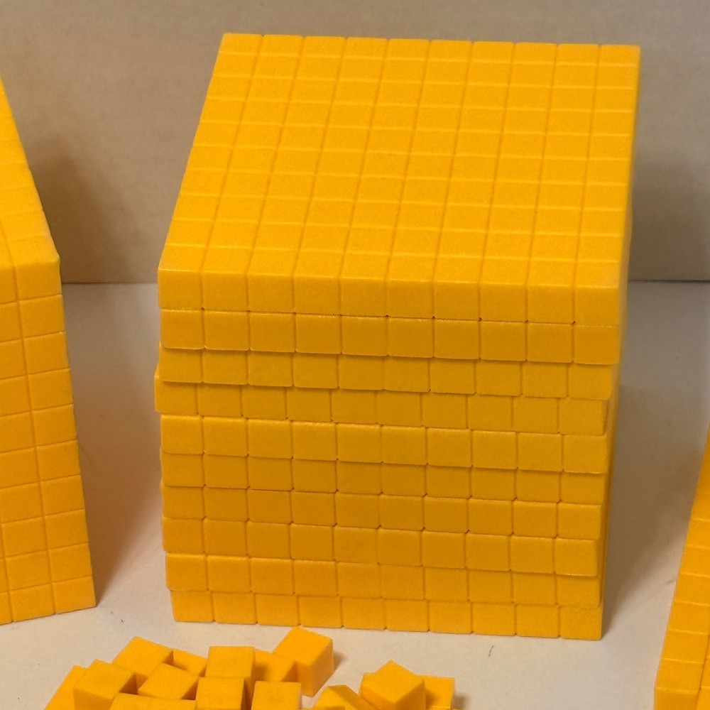 Base Ten Blocks Math Manipulatives Set Yellow Plastic Place Value Set