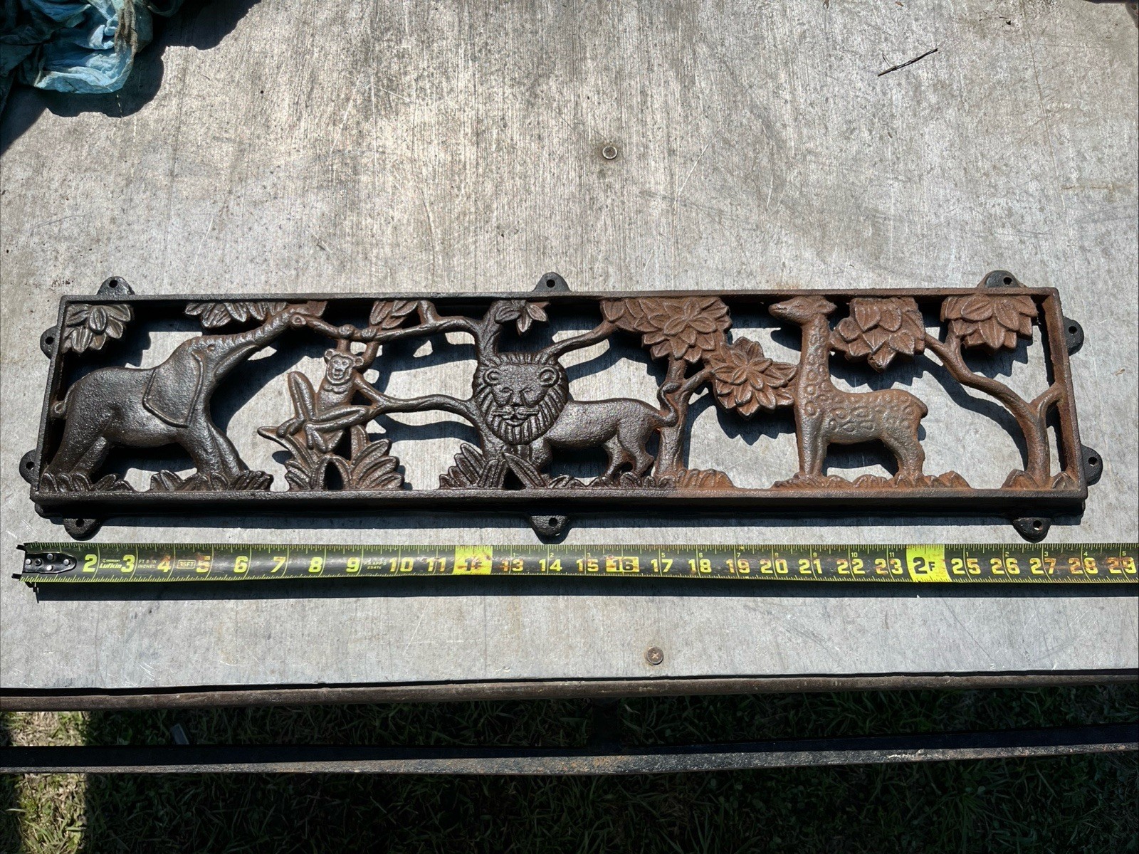Vintage Cast Iron Animals Bench Back Safari Jungle Theme 6”x28”