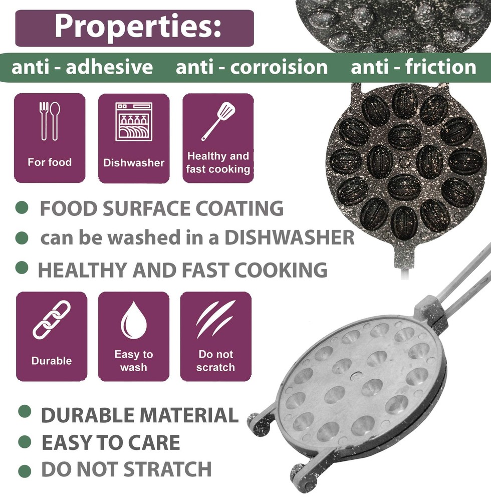 Walnut Cookie Mold Maker 16 Non-Stick Granite - Oreshki Mold Maker - Walnut C...