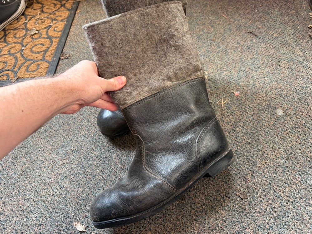WWII GERMAN WINTER FELT BOOTS-SIZE 11, POST WAR MADE