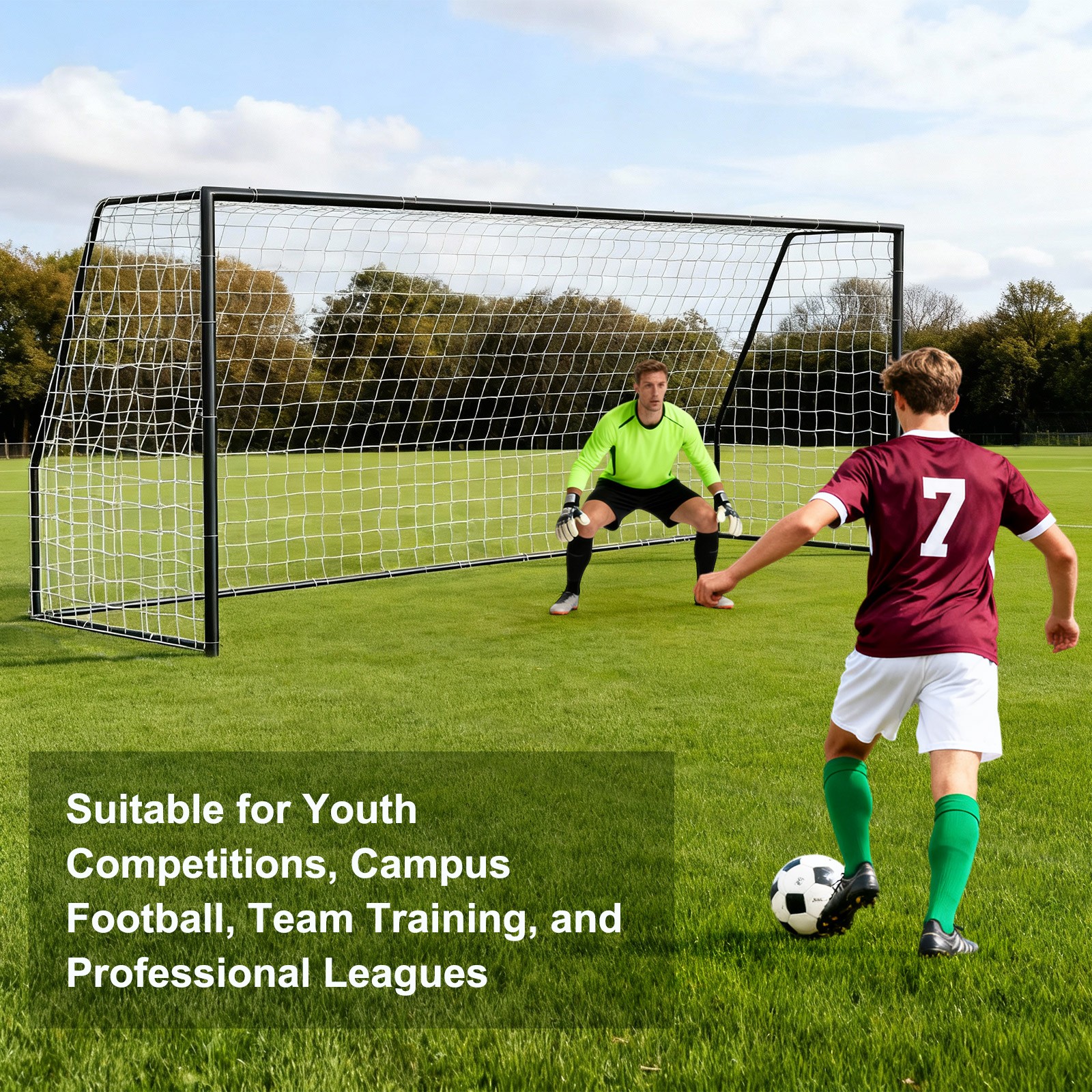 Professional Steel Soccer Goals - 18/21/24ft Sizes for Outdoor Training