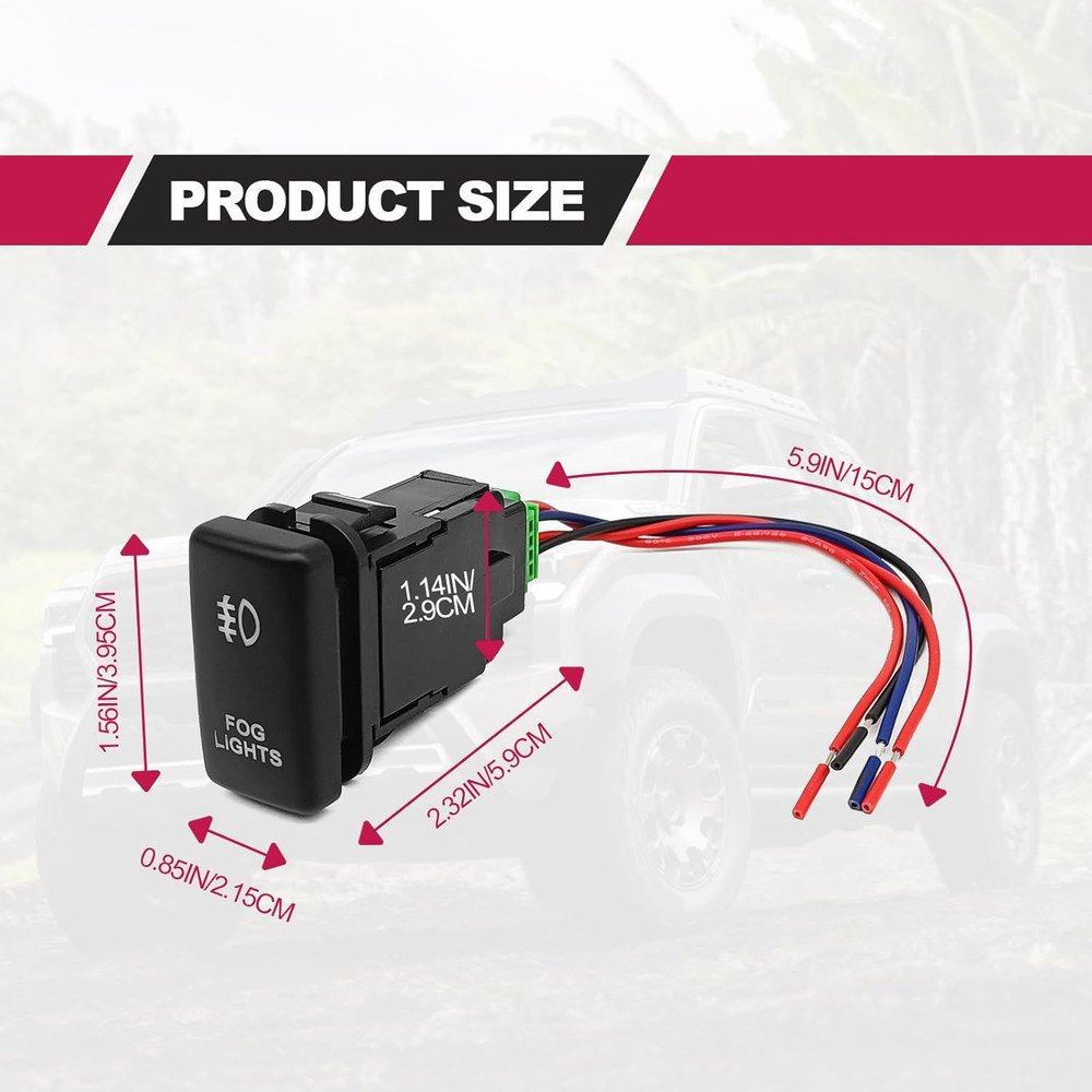 LED Fog Light Symbol Push Button Switch with Connector Wire White Backlit On/...