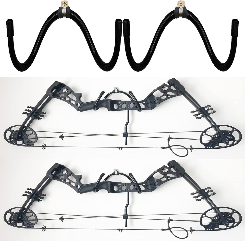 2 Pack Wall Storage Display Rack - Bow Hanger Hooks Holder 2-pack, Black