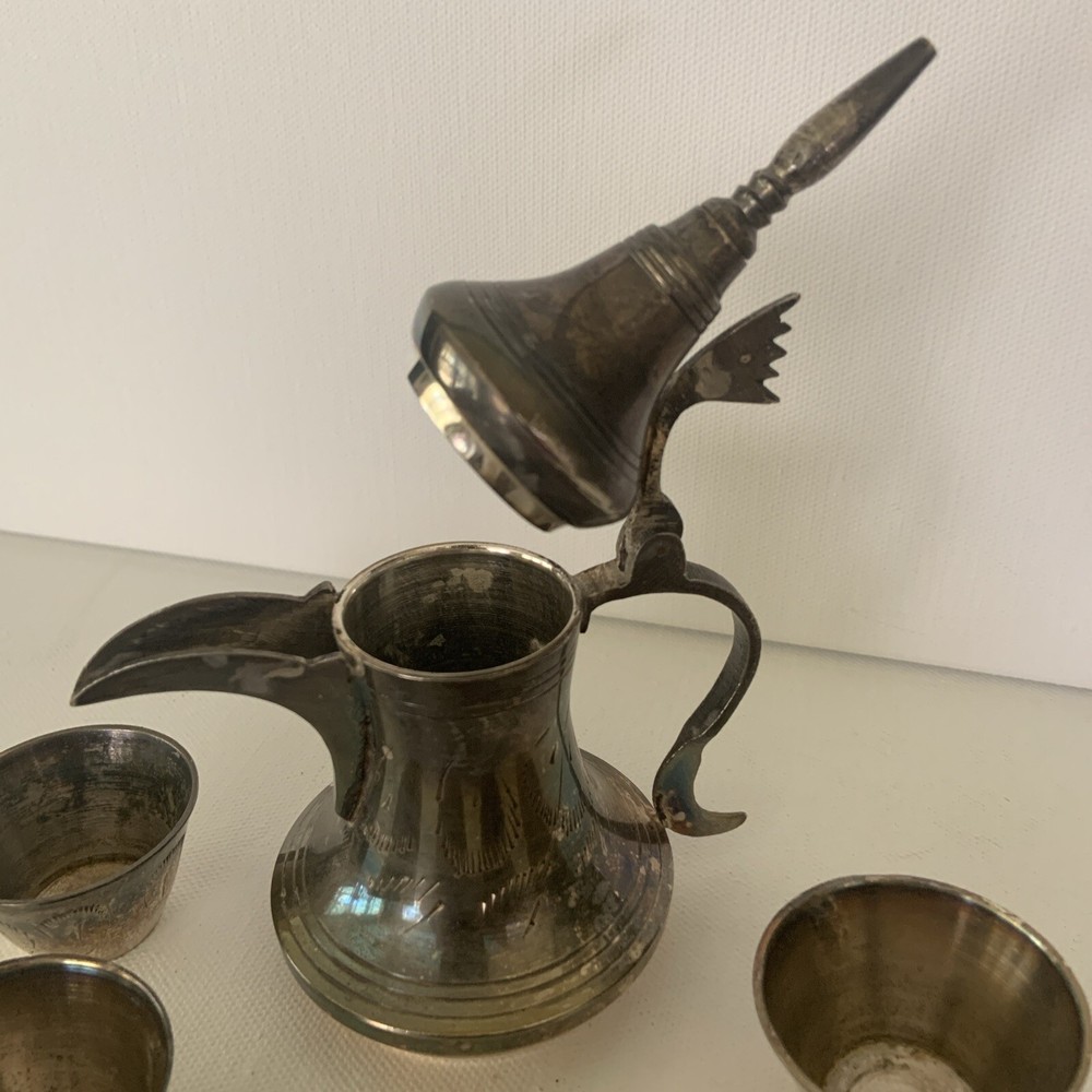VINTAGE ETCHED MIDDLE EASTERN COFFEE TEA SET