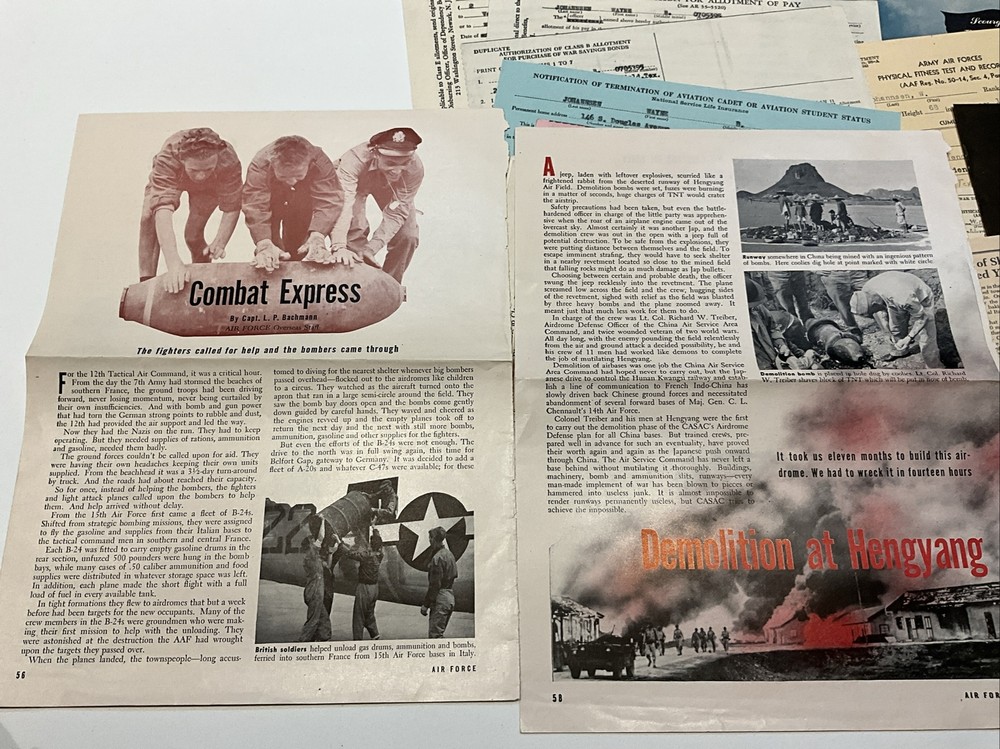 WWII Documents USAAF Air Force Pilot items 1940's to 1960's