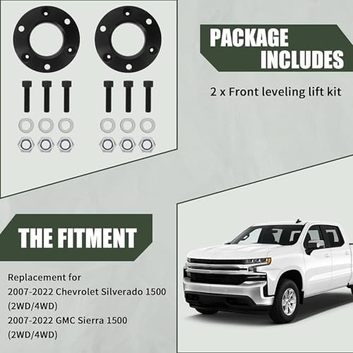 AUTOPTIM Leveling Lift Kit - Replacement for 2007-2026 Silverado 1500 2" Front
