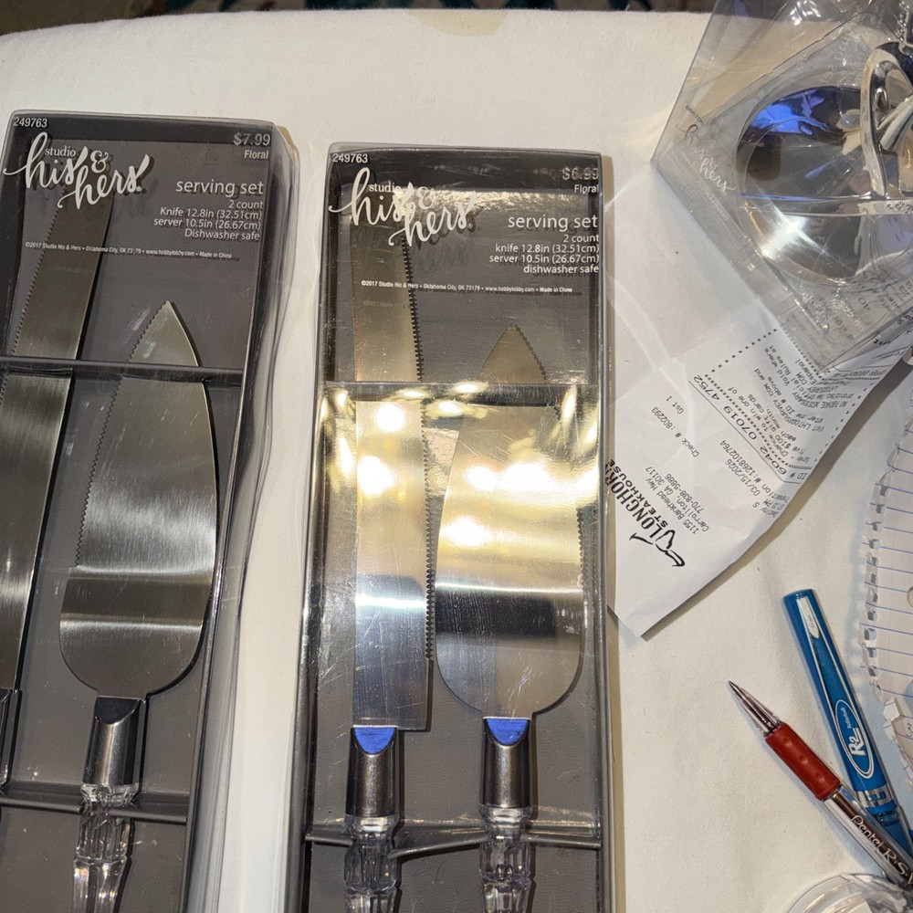 Studio His & Hers Wedding Serving Set Cake Knife & Server New Sealed Dishwasher
