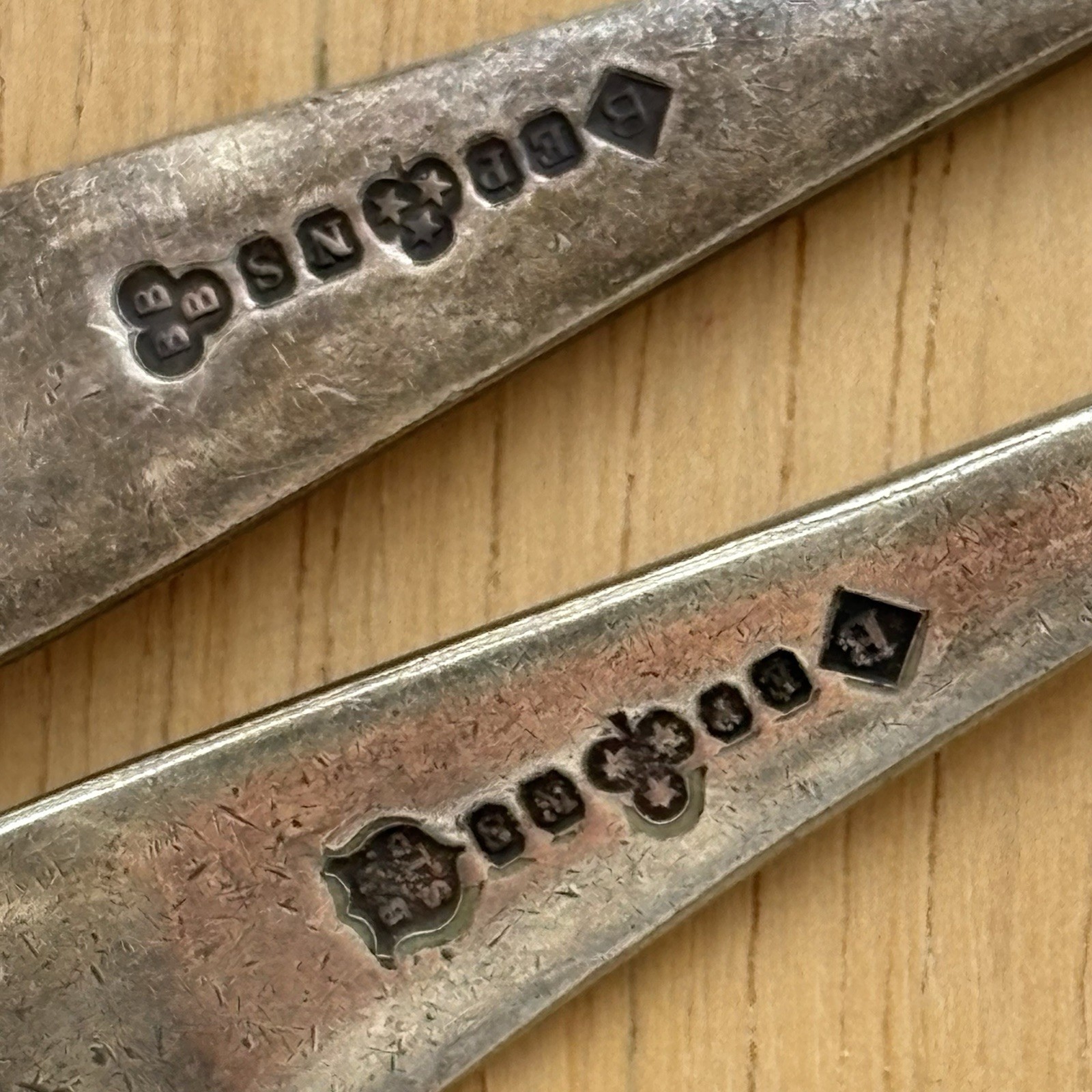 Vintage Sterling Silver Teaspoons Pair 1976 Birmingham Baker Bros 925 Hallmarked