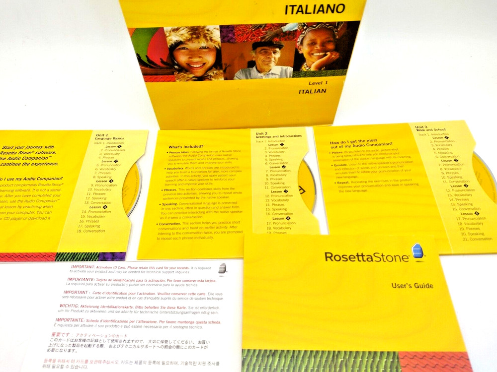 Rosetta Stone Italiano Version 3 Level 1 Italian Language Set w Activation Code