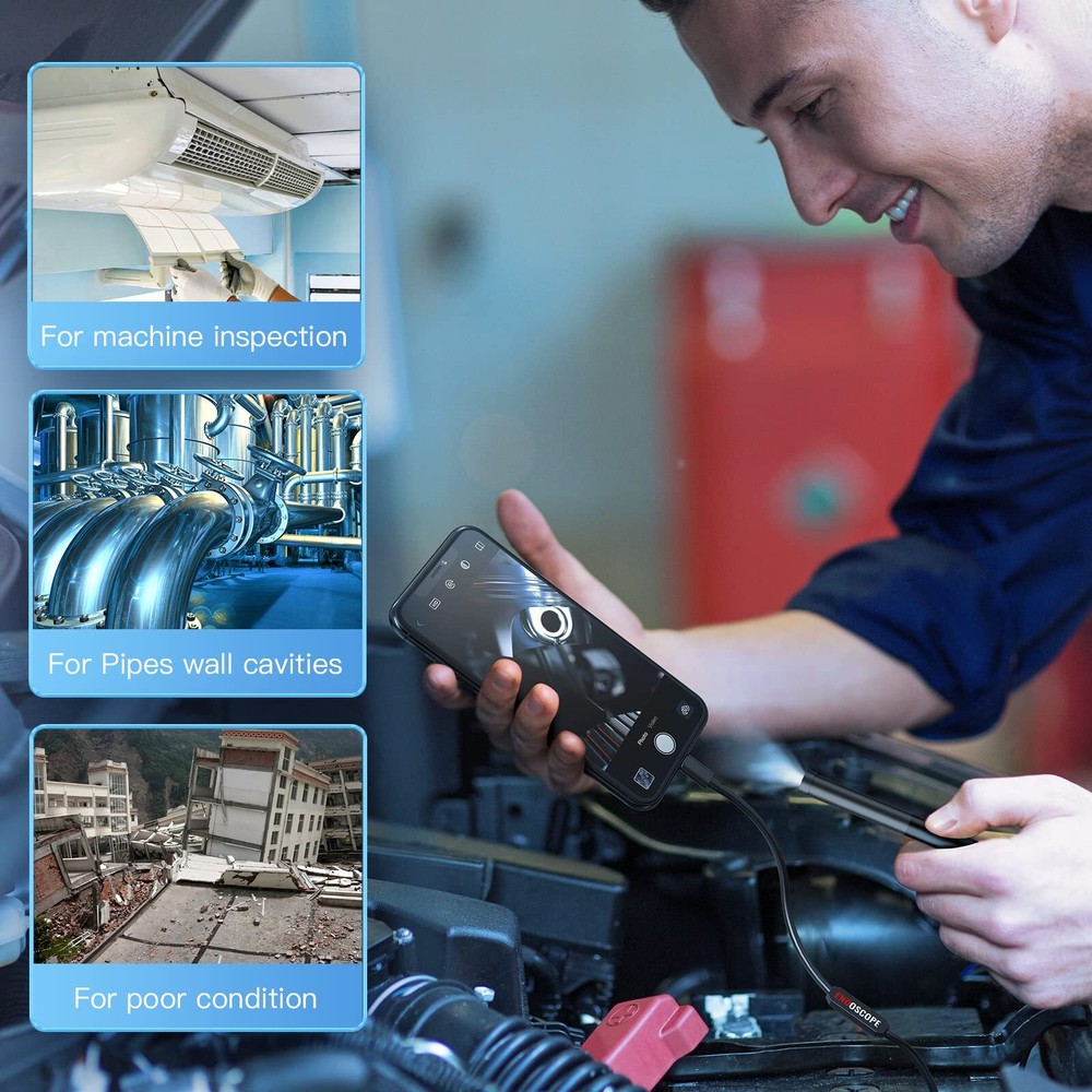 Endoscope Snake Camera with Light,IP67 Waterproof Camera for Android iPhone iPad