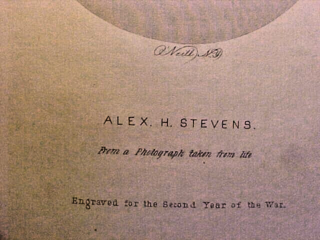 Original Alexander Stevens Stephens CSA Civil War Era Steel Engraved Print 1860s
