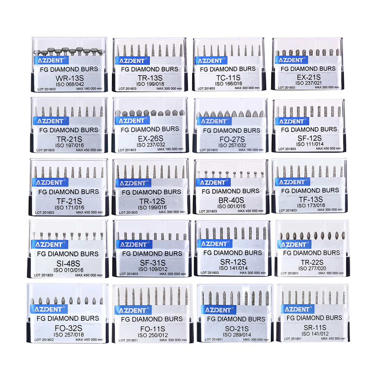100pcs AZDENT Dental Super Coarse Diamond Burs FG Bur for High Speed Handpiece