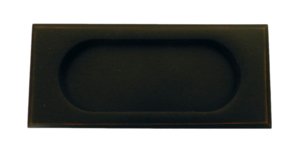 Emtek 2201US10B 4" Height Solid Brass Rectangular Flush Pull- Oil Rubbed Bronze