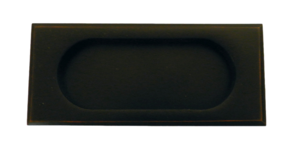 Emtek 2201US10B 4" Height Solid Brass Rectangular Flush Pull- Oil Rubbed Bronze