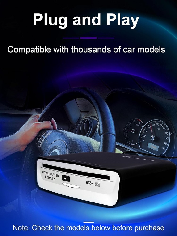 External USB CD Player for Car Portable Plug In CD Player with Remote Control
