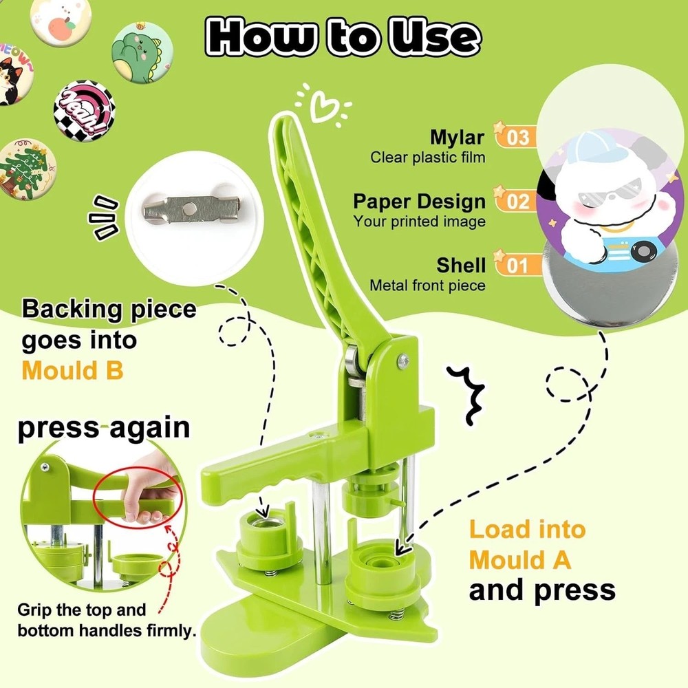 25mm DIY Button Maker Kit: Complete Badge Machine with 500 Supplies & Magic Book
